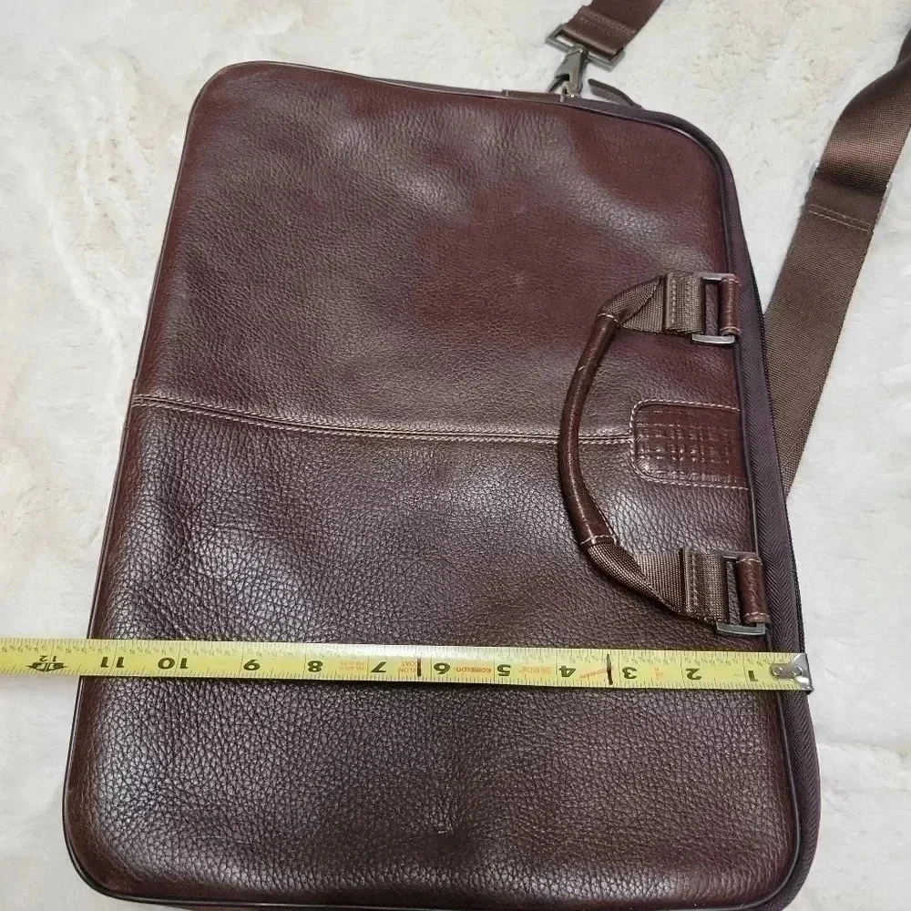 BOCONI BRYANT LEATHER SLEEVE BRIEFCASE LAPTOP TABLET DARK BROWN